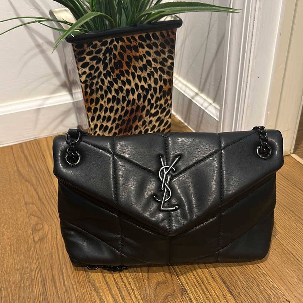 Black Quilted Chevron Shoulder Bag
